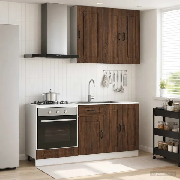Unité de cuisine KALMAR 5 pcs Chêne brun Bois d'ingénierie