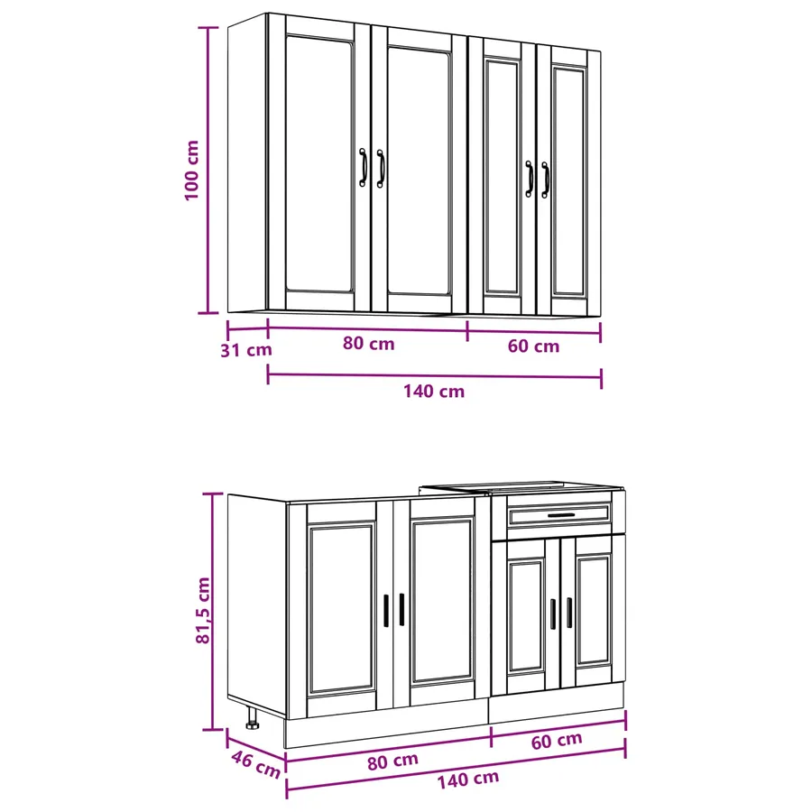 Unité de cuisine PORTO 4 pcs Blanc Bois d'ingénierie - 7