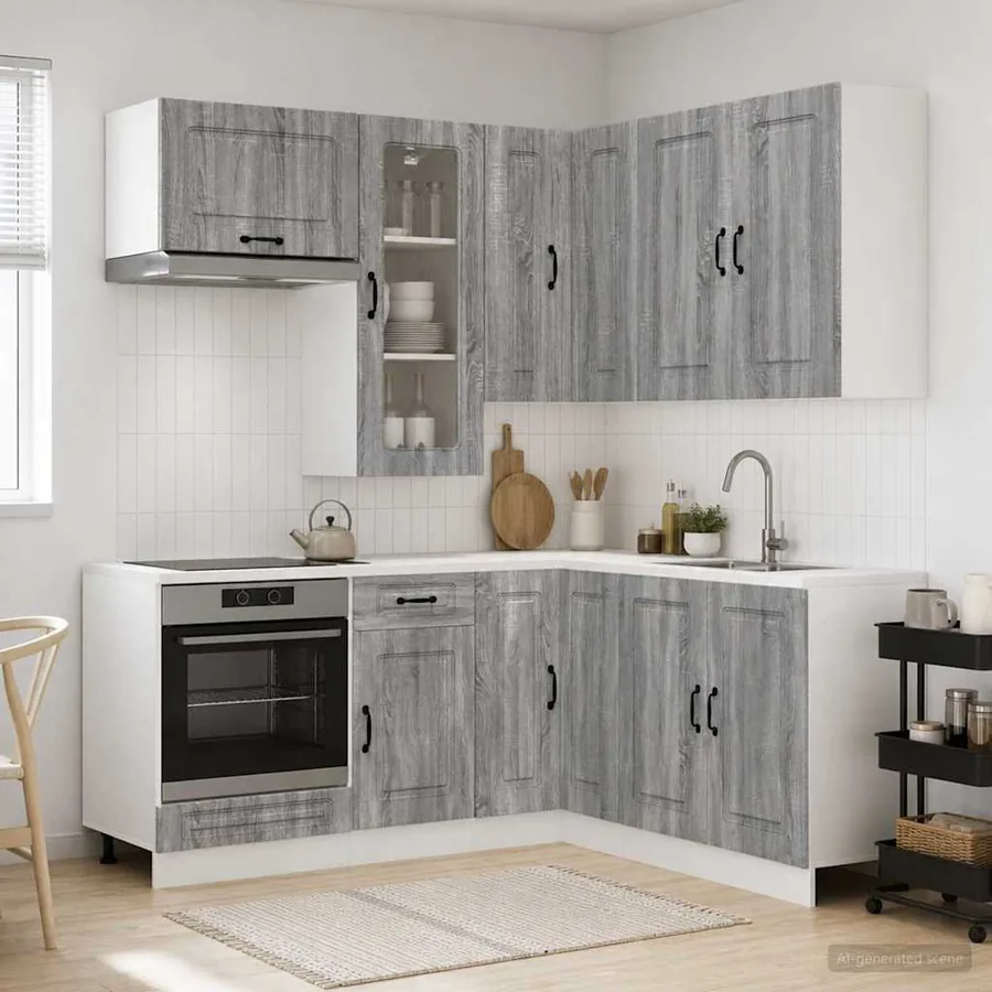 Unité de cuisine KALMAR 8 pcs Sonoma gris Bois d'ingénierie