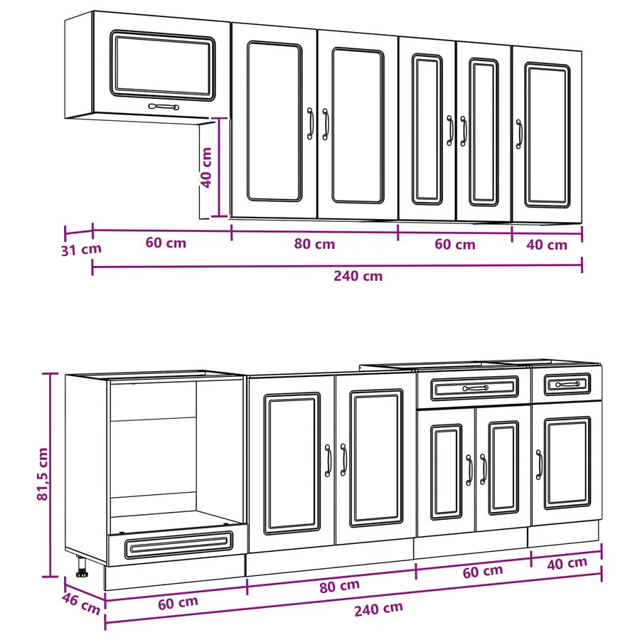 Unité de cuisine KALMAR 8 pcs Chêne brun Bois d'ingénierie - 9