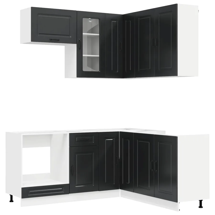 Unité de cuisine KALMAR 8 pcs Noir Bois d'ingénierie - 2