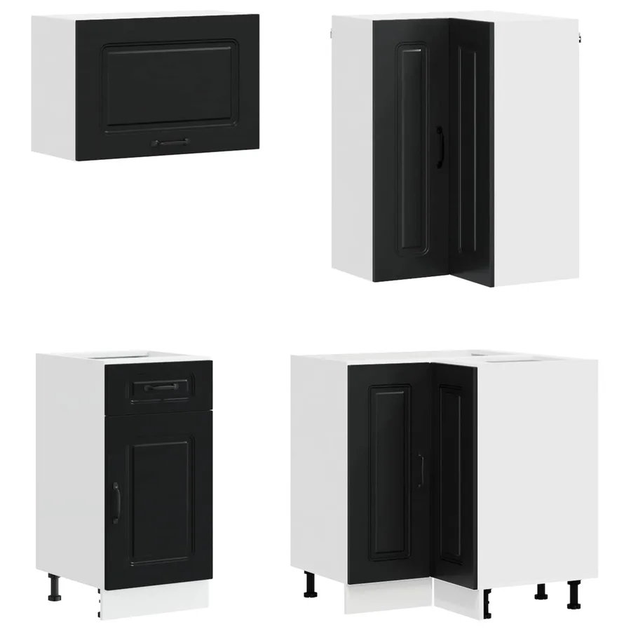 Unité de cuisine KALMAR 8 pcs Noir Bois d'ingénierie - 4