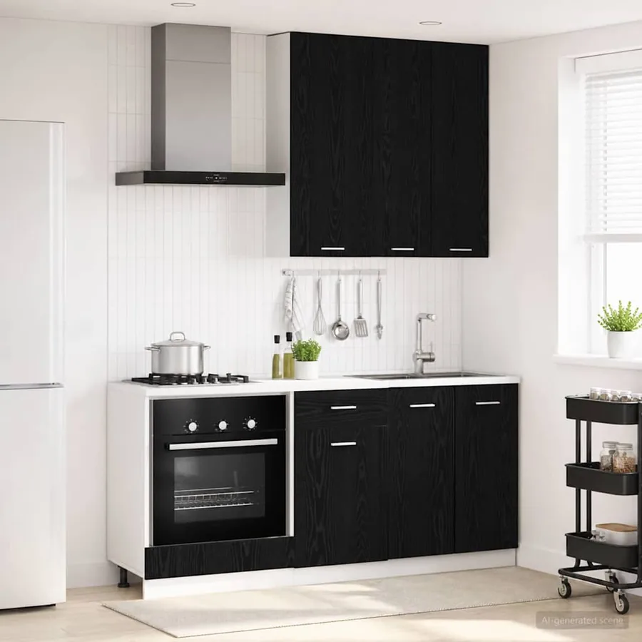 Unité de cuisine LYON 5 pcs Chêne noir Bois d'ingénierie