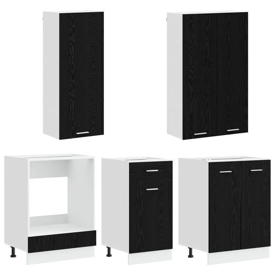 Unité de cuisine LYON 5 pcs Chêne noir Bois d'ingénierie - 3