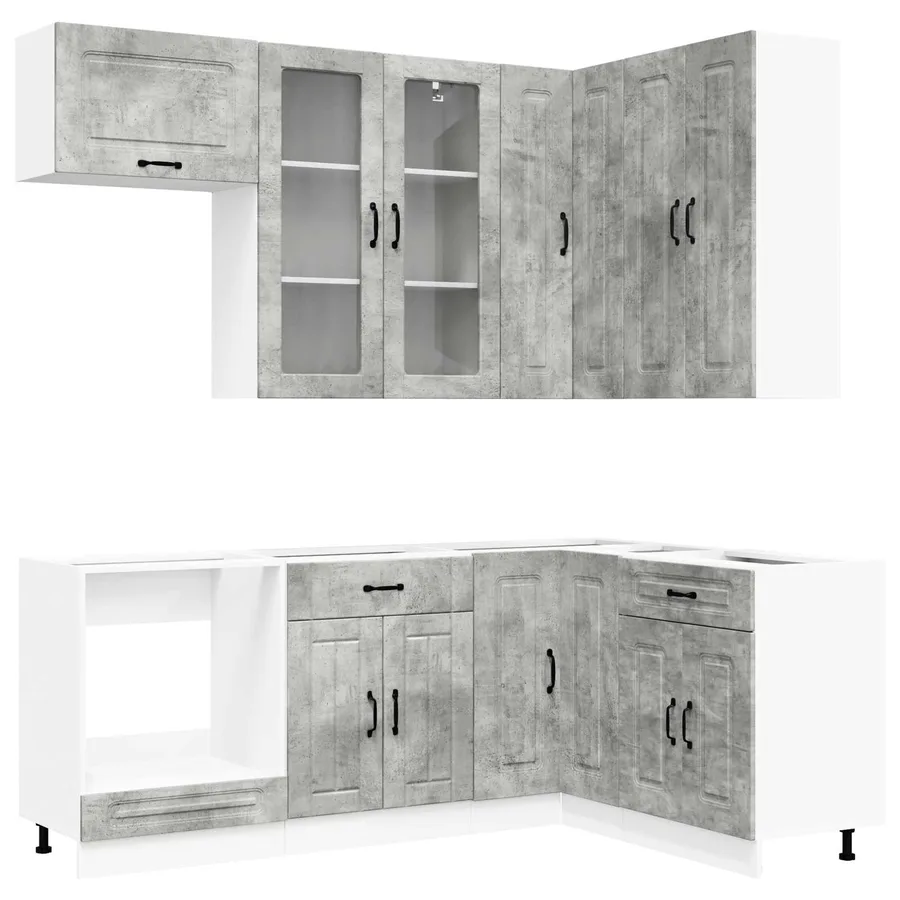Unité de cuisine KALMAR 8 pcs Gris béton Bois d'ingénierie - 2