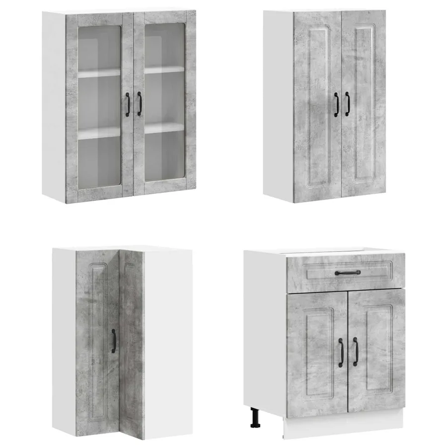 Unité de cuisine KALMAR 8 pcs Gris béton Bois d'ingénierie - 3
