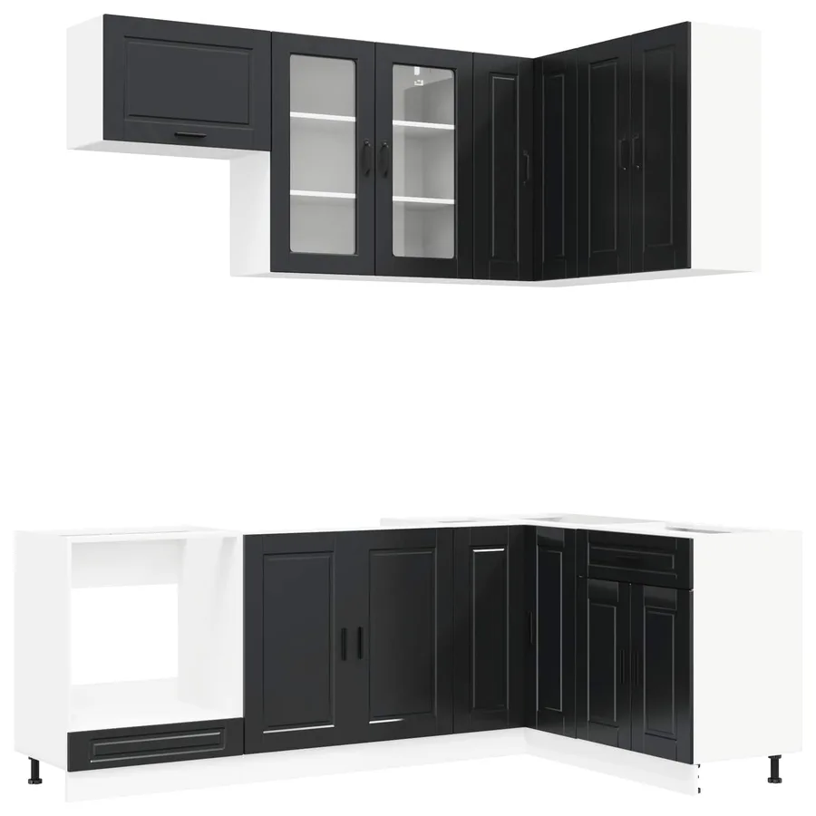 Unité de cuisine PORTO 8 pcs Noir Bois d'ingénierie - 2