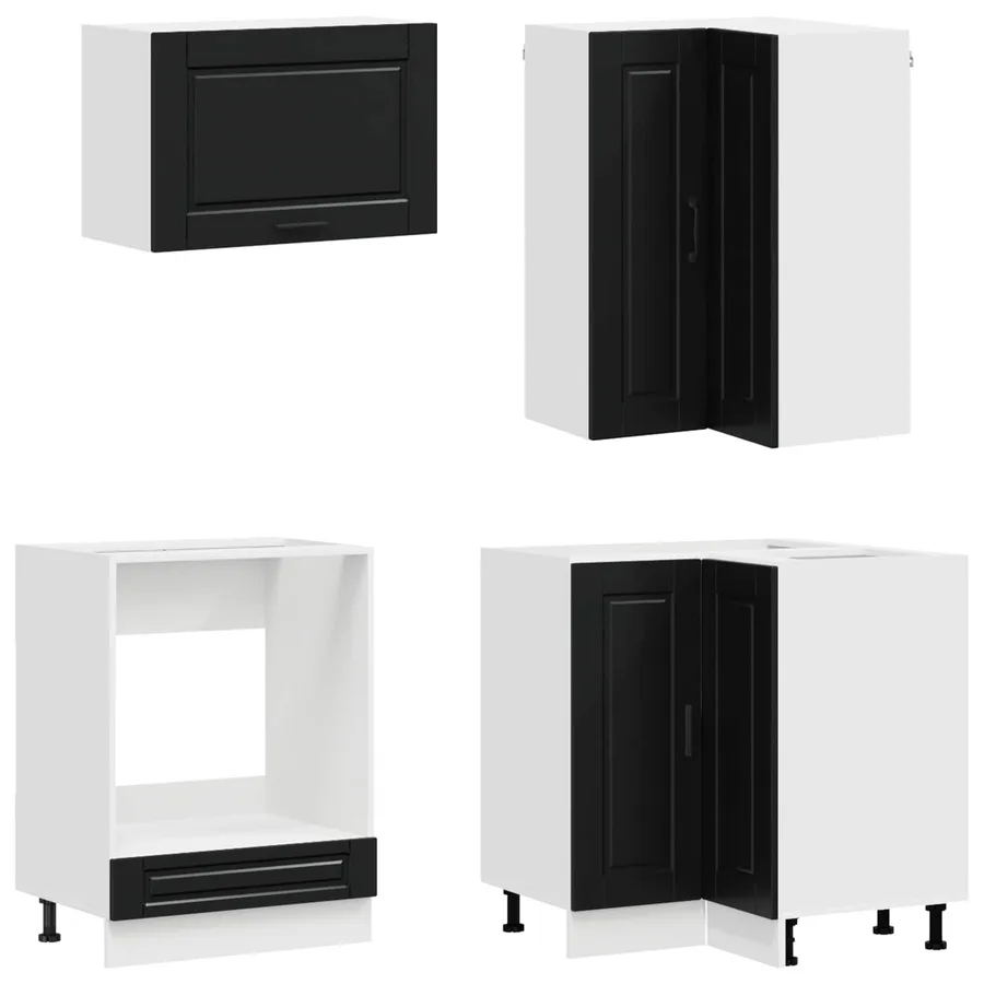 Unité de cuisine PORTO 8 pcs Noir Bois d'ingénierie - 4