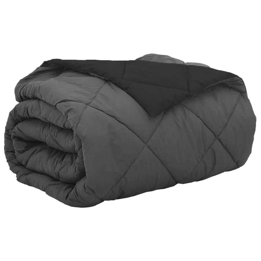 Duvet d'été simple Noir et anthracite 220 x 260 cm Microfibre - 2