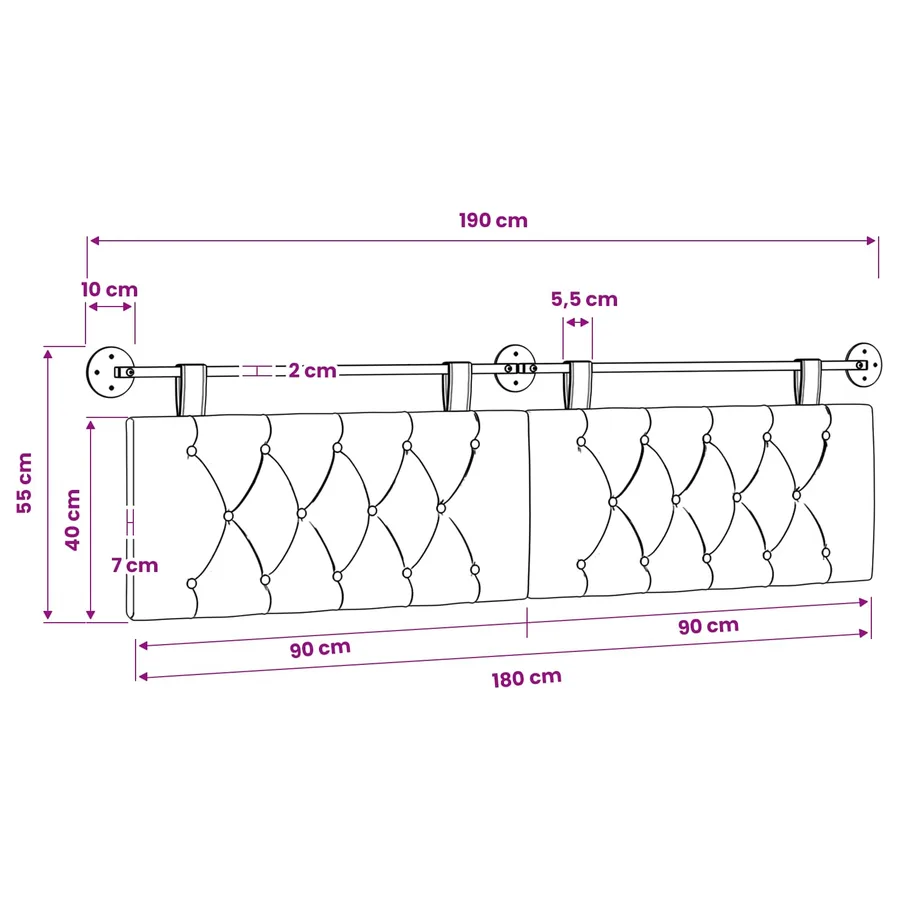 Tête de lit suspendue Crème Tissu - 11