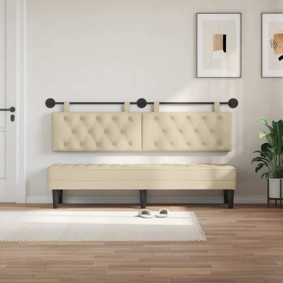Tête de lit suspendue Crème Tissu - 3