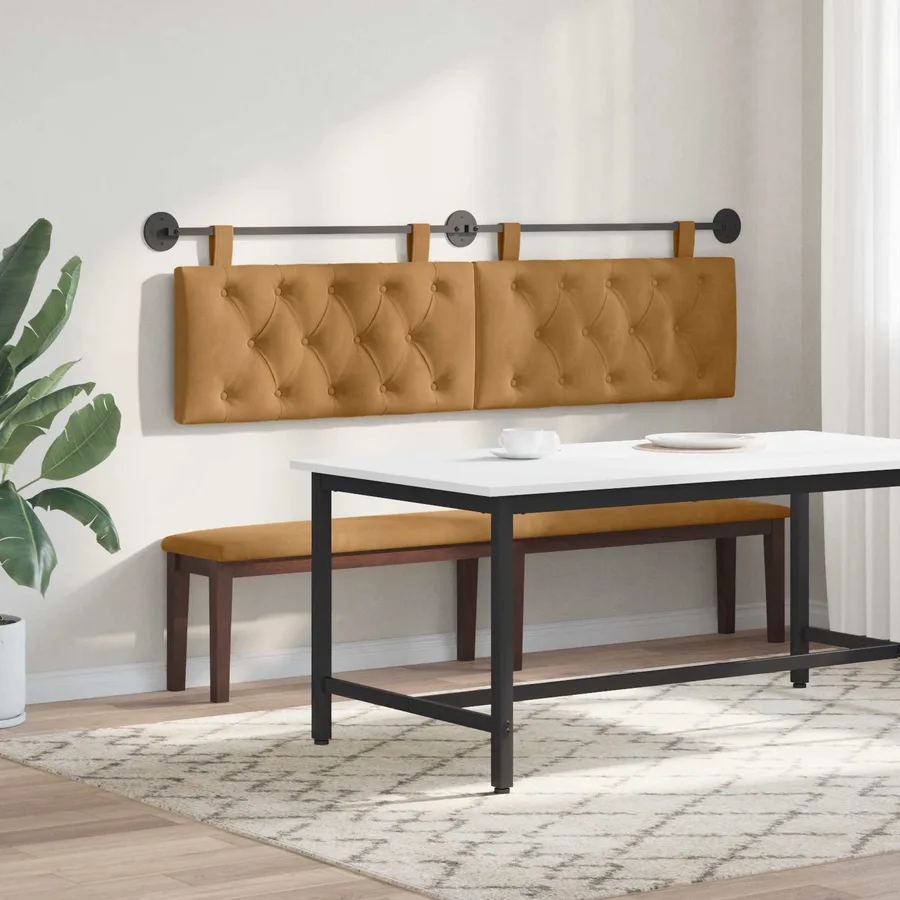 Tête de lit suspendue Avec lumière LED Marron Velours - 4