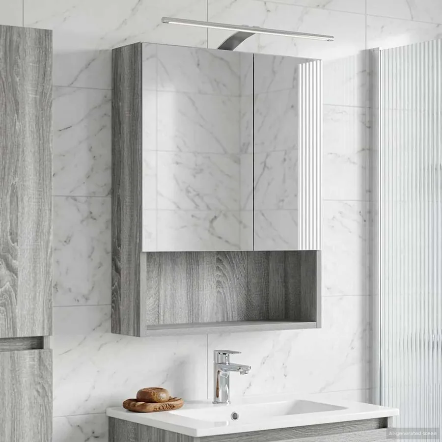 Armoire Miroir de Salle de Bain Gris Sonoma 50 x 14,5 x 70 cm