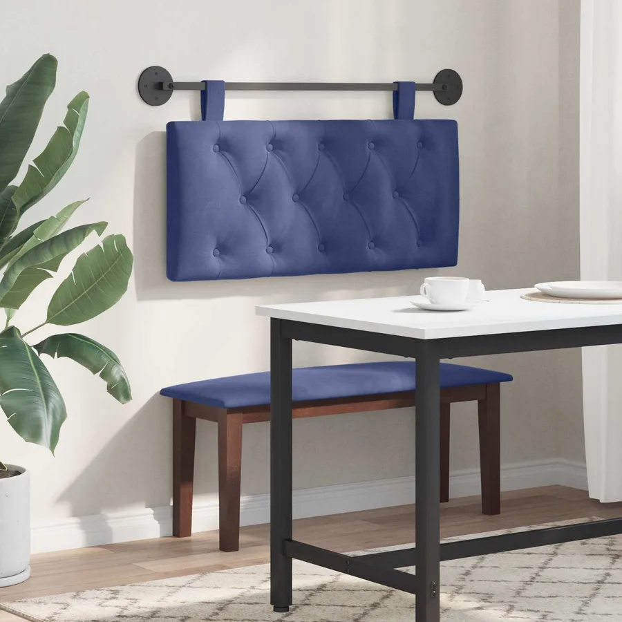 Tête de lit suspendue Avec lumière LED Bleu police Velours - 4