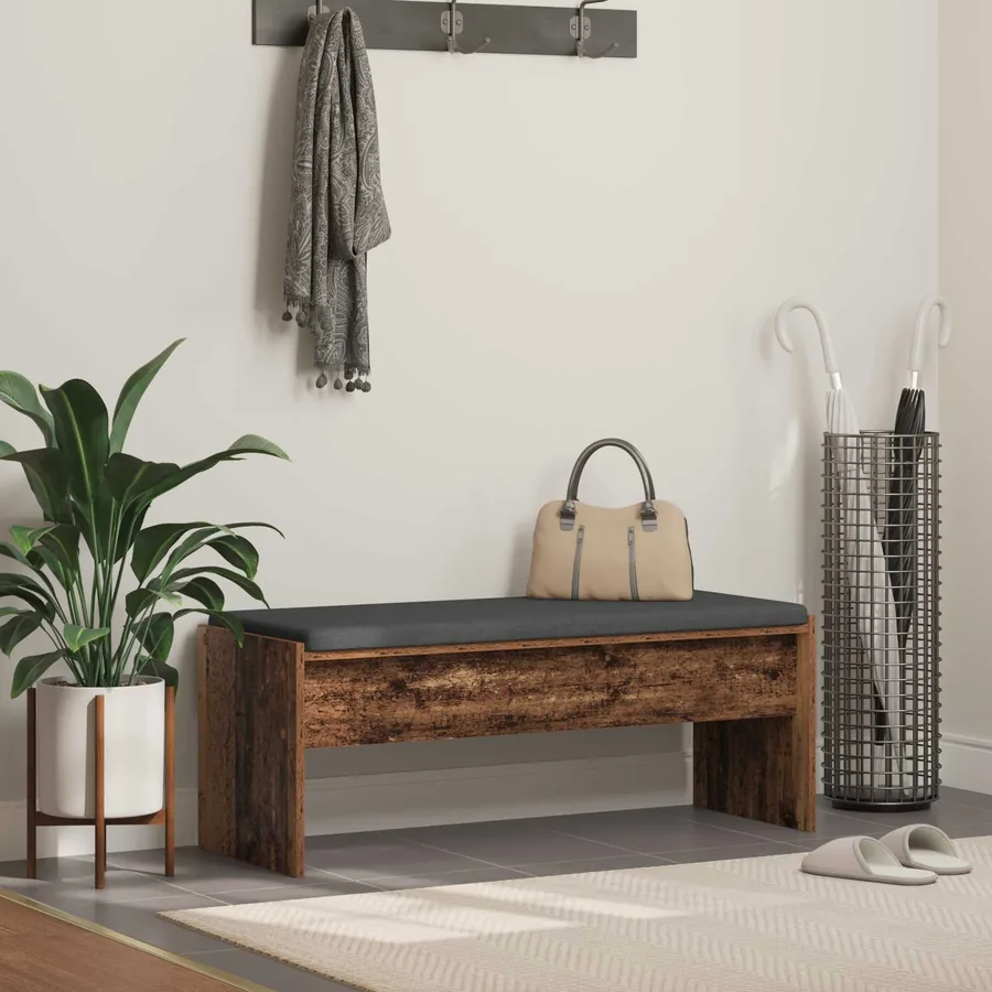 Banc d'entrée avec coussin Bois ancien 103 x 38 x 40 cm