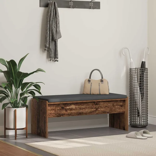 Banc d'entrée avec coussin Bois ancien 103 x 38 x 40 cm