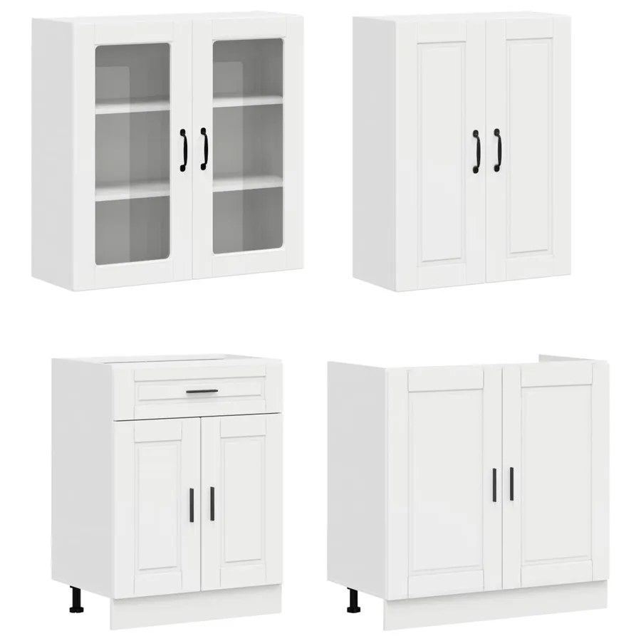 Unité de cuisine PORTO 4 pcs Blanc brillant Bois d'ingénierie - 3