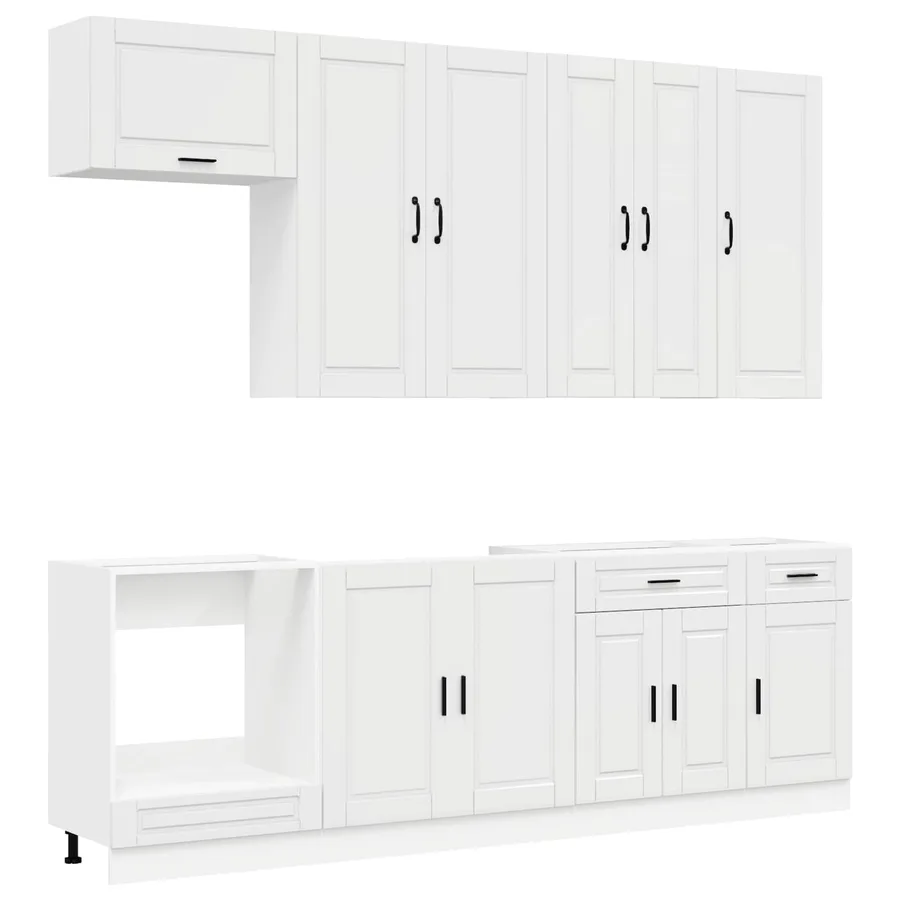 Unité de cuisine PORTO 8 pcs Blanc brillant Bois d'ingénierie - 2
