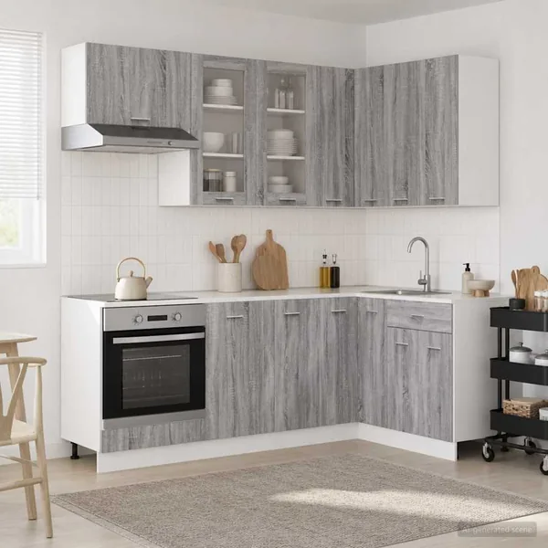 Unité de cuisine LYON 8 pcs Sonoma gris Bois d'ingénierie