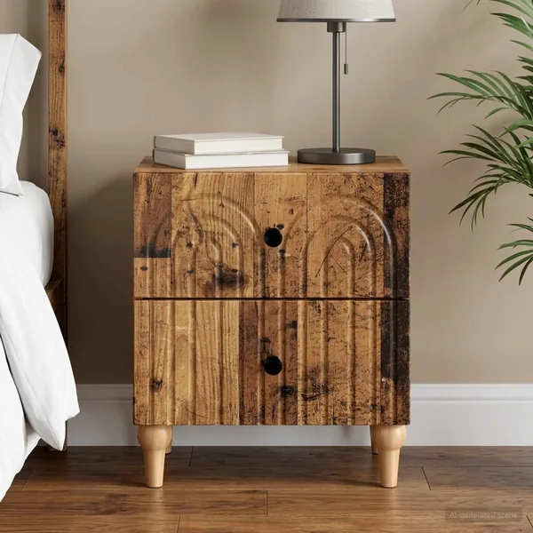 Cabinet de chevet avec tiroir Bois ancien 43 x 34,5 x 48 cm