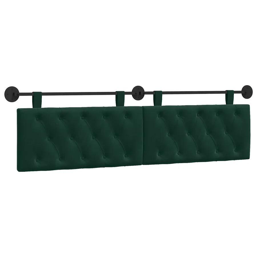 Tête de lit suspendue Avec lumière LED Vert foncé Velours - 2