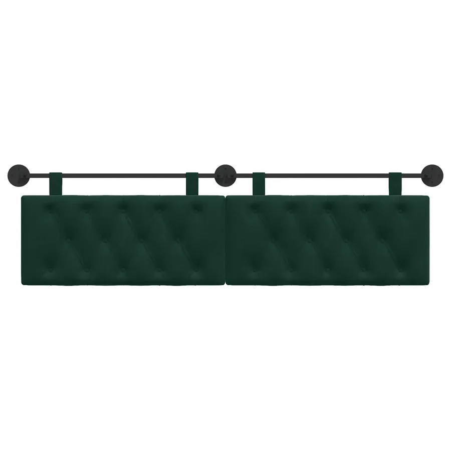 Tête de lit suspendue Avec lumière LED Vert foncé Velours - 5