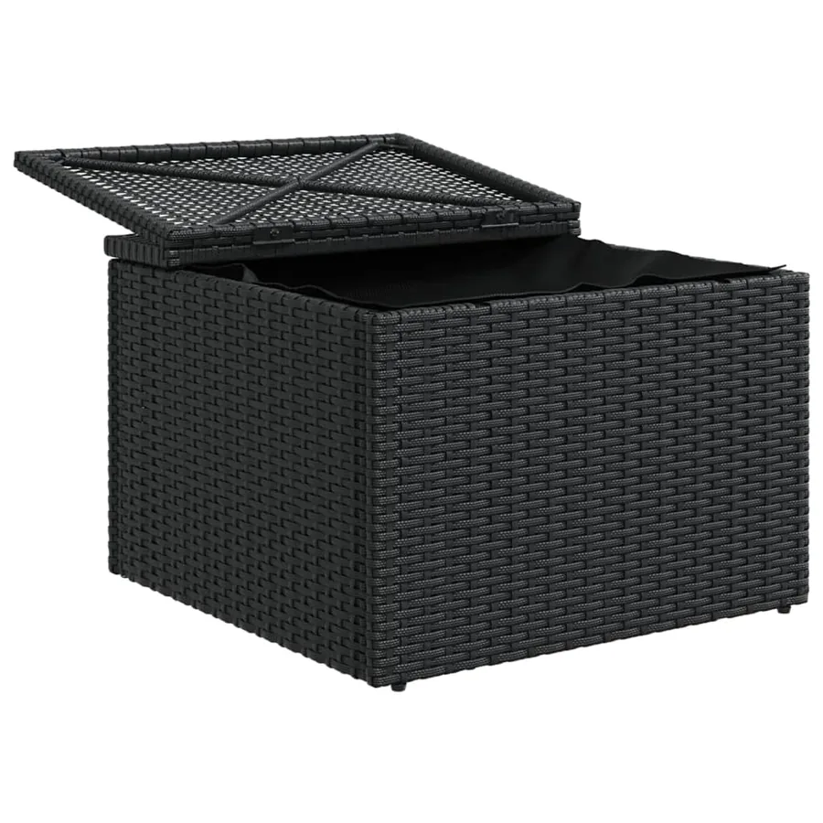 Tabouret de jardin avec coussin Noir 55x55x37 cm Résine tressée - 8