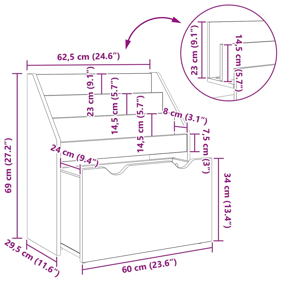 Bibliothèque pour enfants Blanc brillant 60 x 29,5 x 69 cm - 12