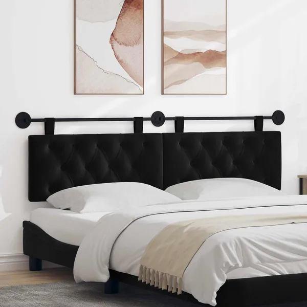 Tête de lit suspendue Avec lumière LED Noir Velours