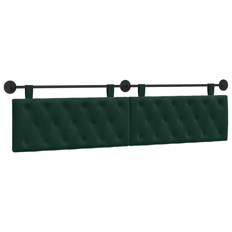 Tête de lit suspendue Avec lumière LED Vert foncé Velours - 2