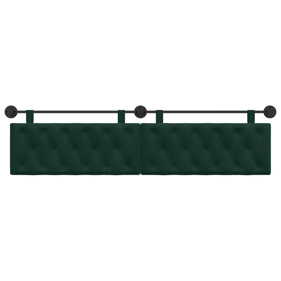 Tête de lit suspendue Avec lumière LED Vert foncé Velours - 5