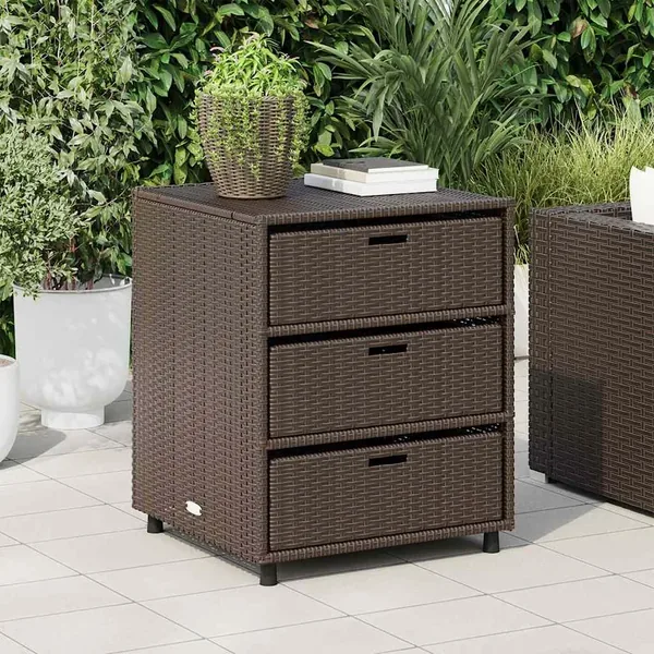 Armoire de rangement de jardin marron 55x59x69cm résine tressée