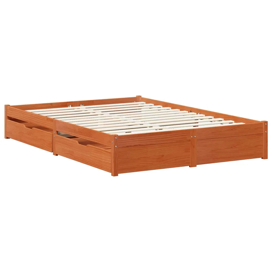 Cadre de lit Cire marron 150 x 200 cm Bois de Pin Massif - 3