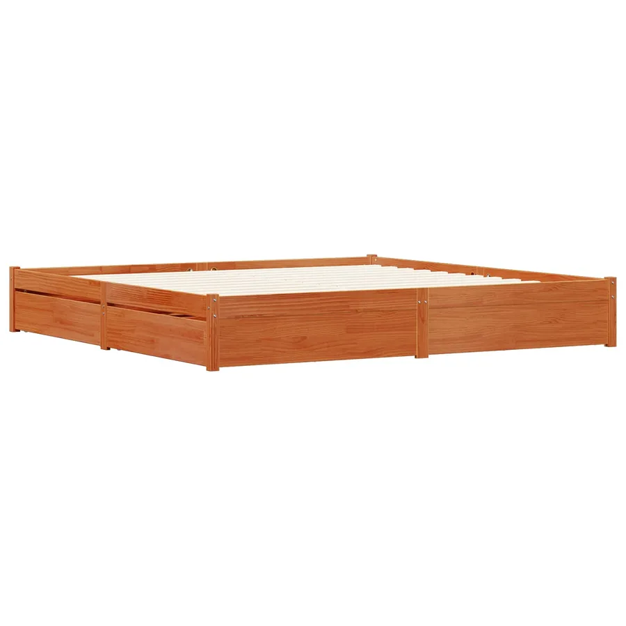 Cadre de lit Cire marron 200 x 200 cm Bois de Pin Massif - 3
