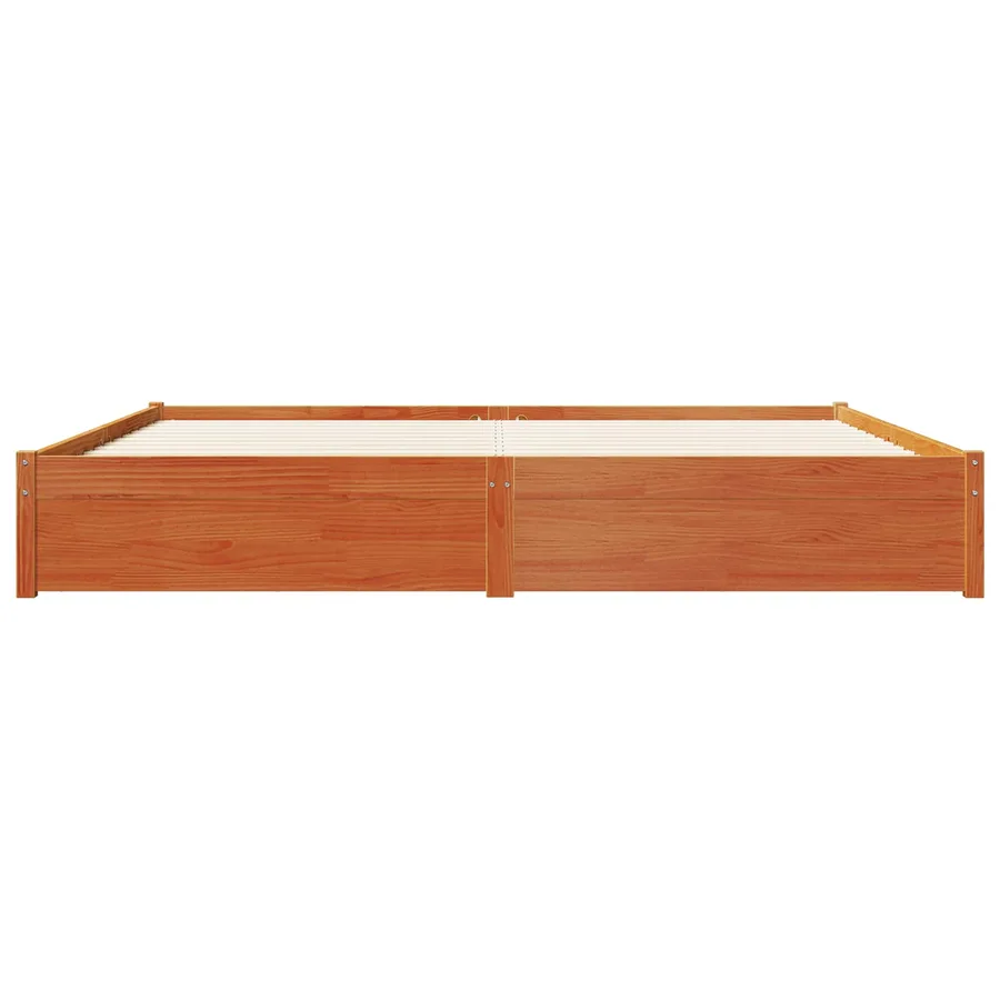 Cadre de lit Cire marron 200 x 200 cm Bois de Pin Massif - 5