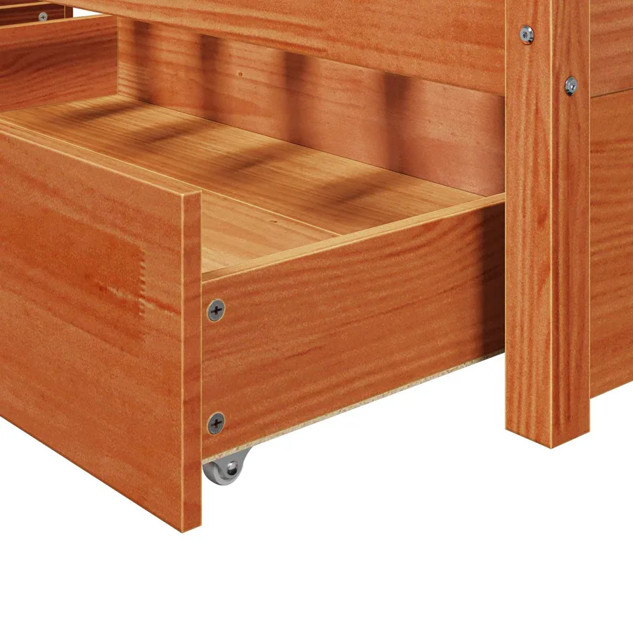 Cadre de lit Cire marron 200 x 200 cm Bois de Pin Massif - 7