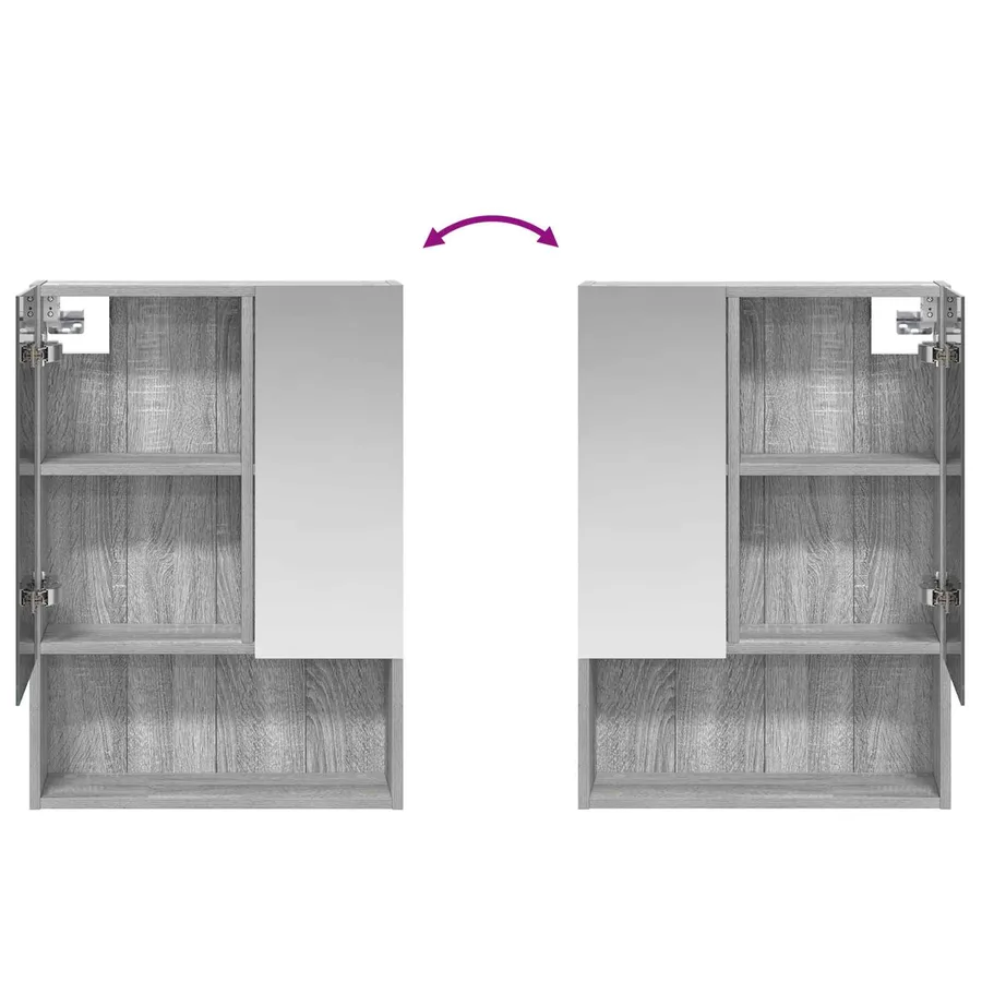 Armoire Miroir de Salle de Bain Gris Sonoma 50 x 14,5 x 70 cm - 10