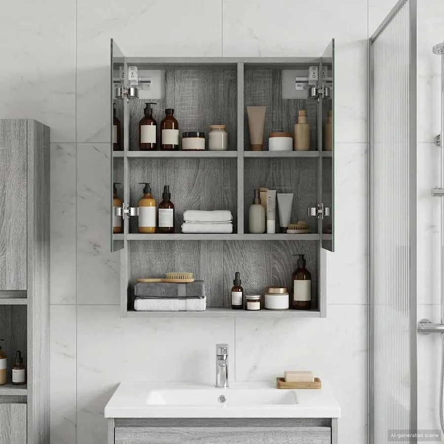 Armoire Miroir de Salle de Bain Gris Sonoma 50 x 14,5 x 70 cm - 4