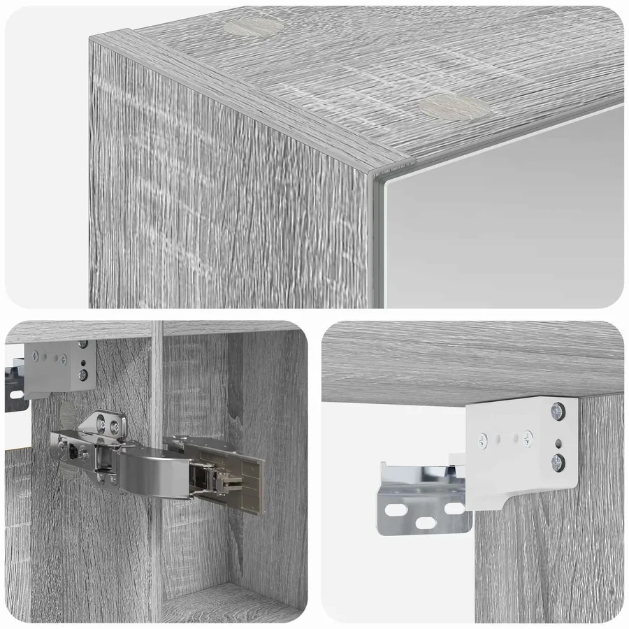 Armoire Miroir de Salle de Bain Gris Sonoma 50 x 14,5 x 70 cm - 9