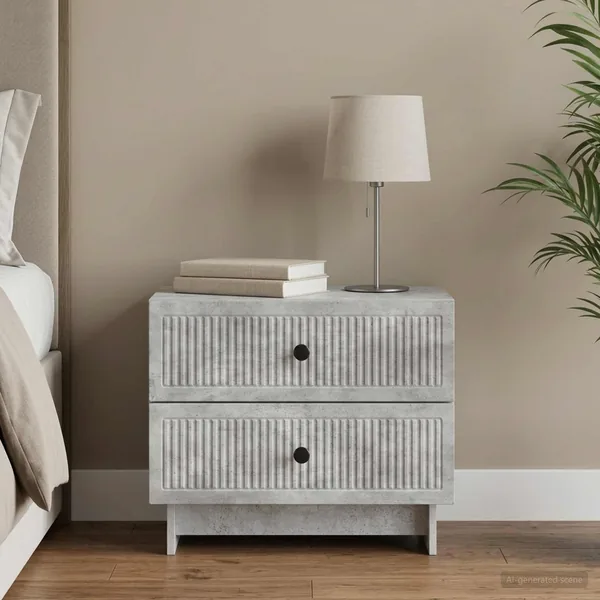 Cabinet de chevet avec tiroir Gris béton 62 x 34,5 x 47,5 cm
