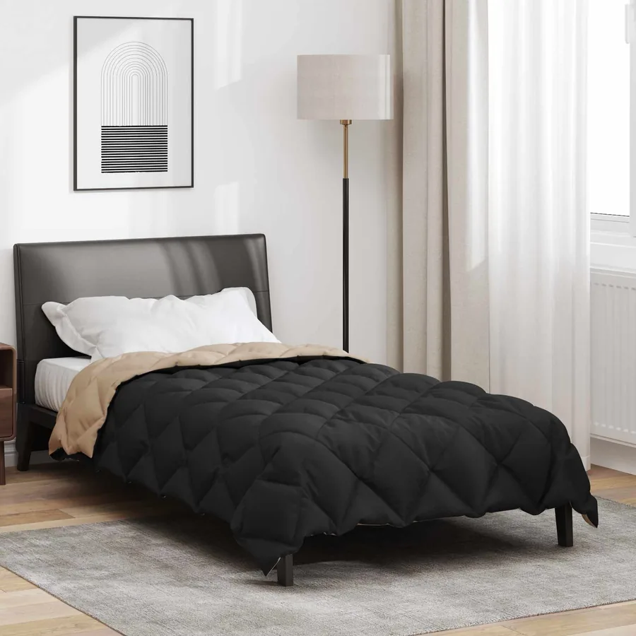 Duvet d'hiver Noir et Taupe 155 x 220 cm Microfibre