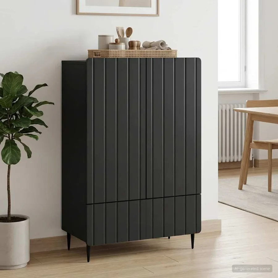 Buffet avec tiroir Noir 66 x 34,5 x 97 cm Bois d'ingénierie