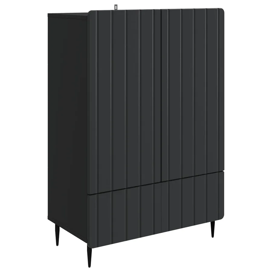 Buffet avec tiroir Noir 66 x 34,5 x 97 cm Bois d'ingénierie - 2