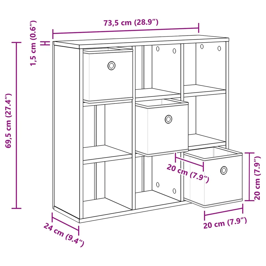 Buffet avec tiroir Chêne Sonoma 73,5 x 24 x 69,5 cm - 13