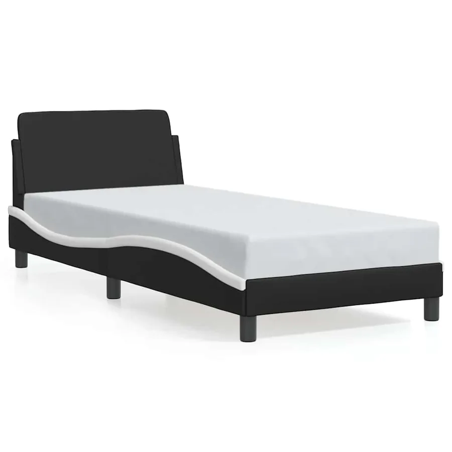 Cadre de lit Dover noir et blanc 90x200 cm similicuir - 2