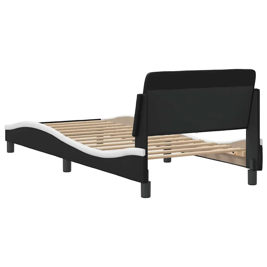 Cadre de lit Dover noir et blanc 90x200 cm similicuir - 6
