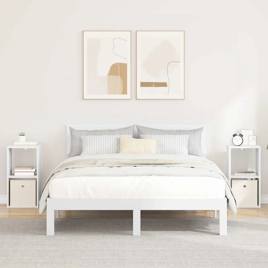 Table de chevet avec tiroir 2 pcs Blanc 30,5 x 27 x 59,5 cm