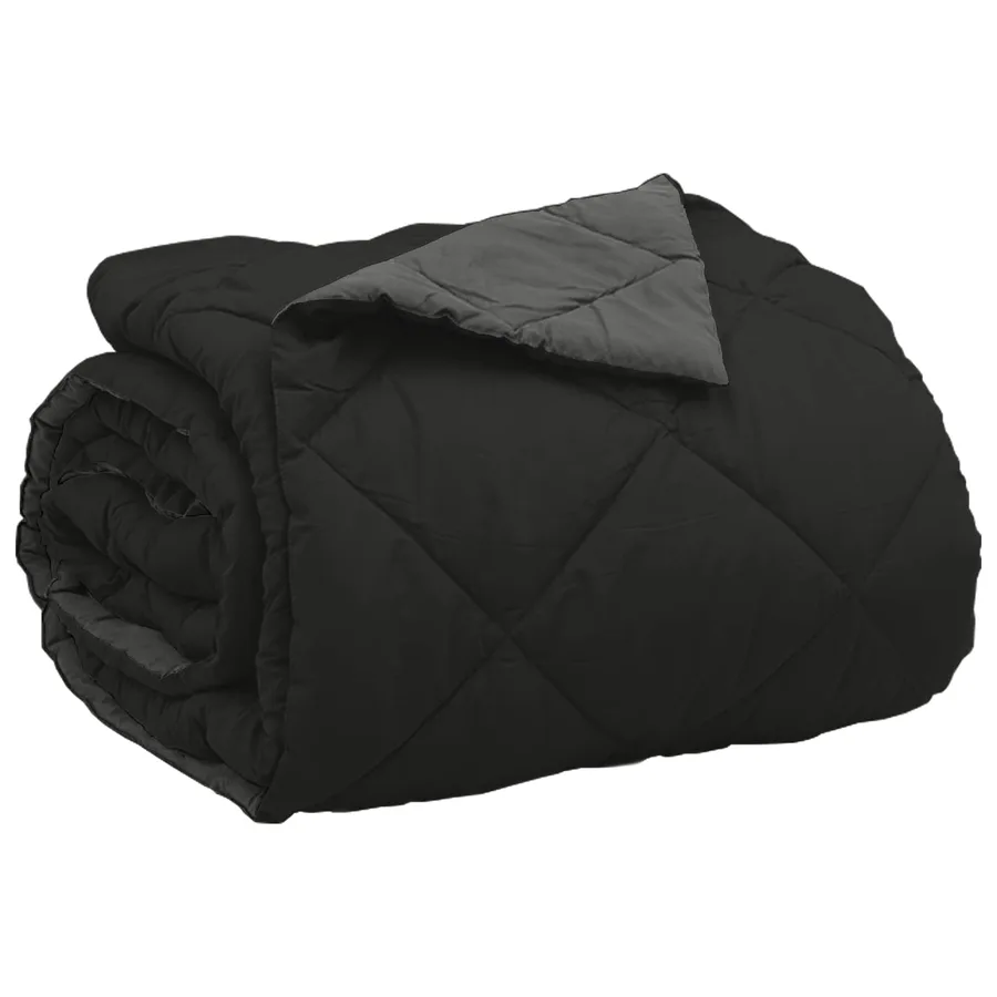 Duvet d'été simple Noir et anthracite 220 x 200 cm Microfibre - 5