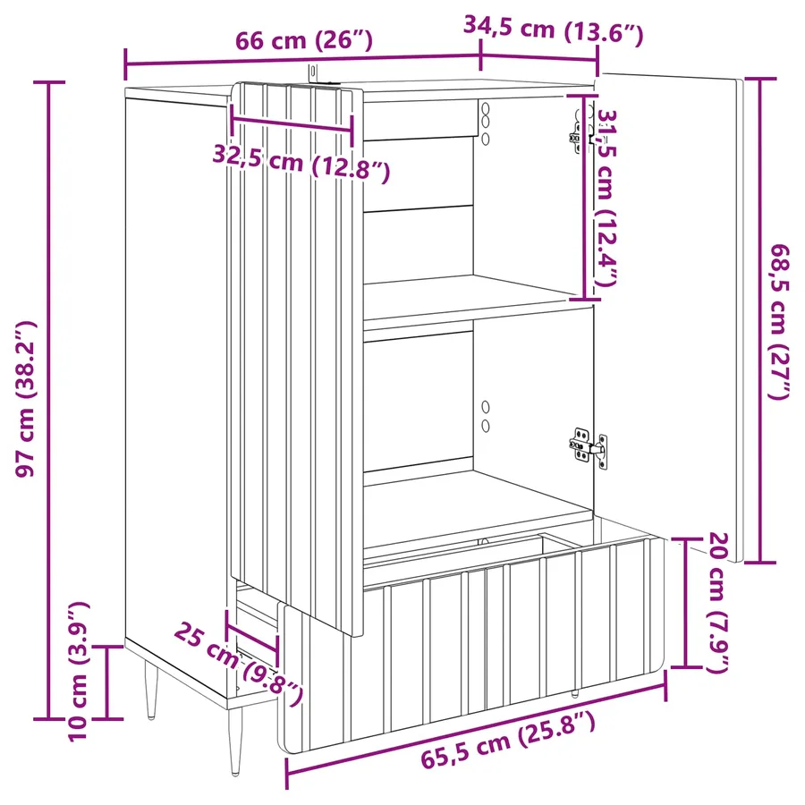 Buffet Sonoma gris 66 x 34,5 x 97 cm Bois d'ingénierie - 9