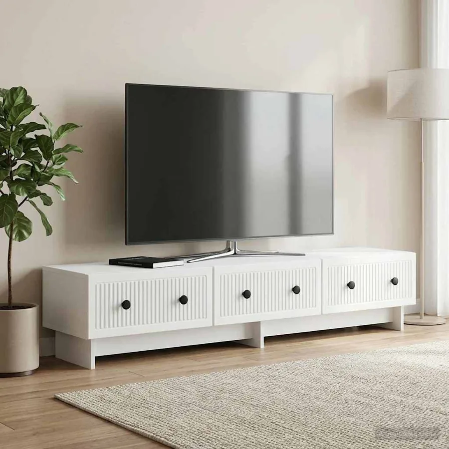 Meuble TV Blanc 147 x 34,5 x 30 cm Bois d'ingénierie